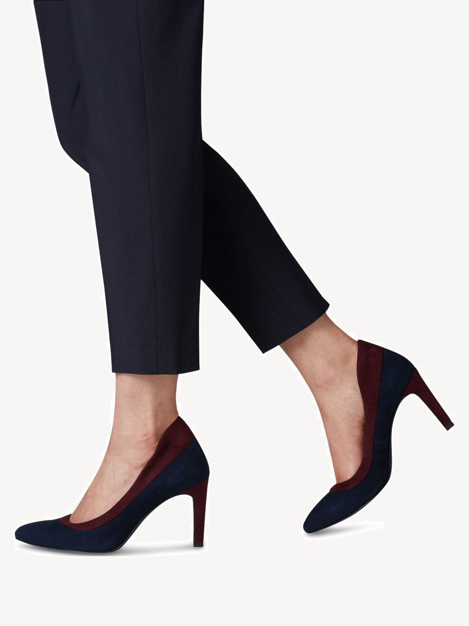 navy leather high heels