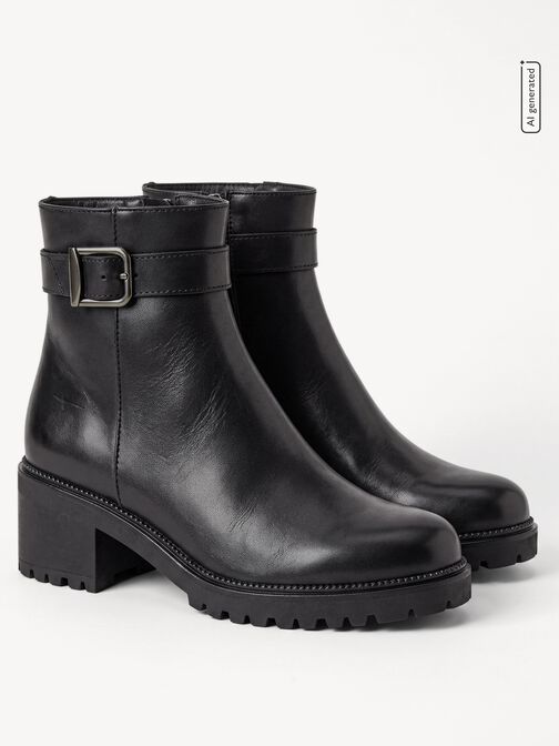 Bootie, BLACK LEATHER, hi-res