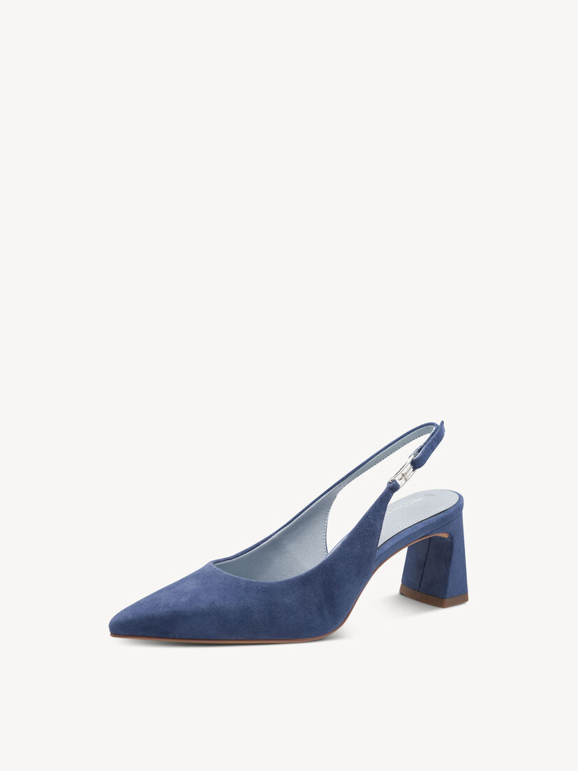 Leren Slingpumps - blauw, BLUE, hi-res