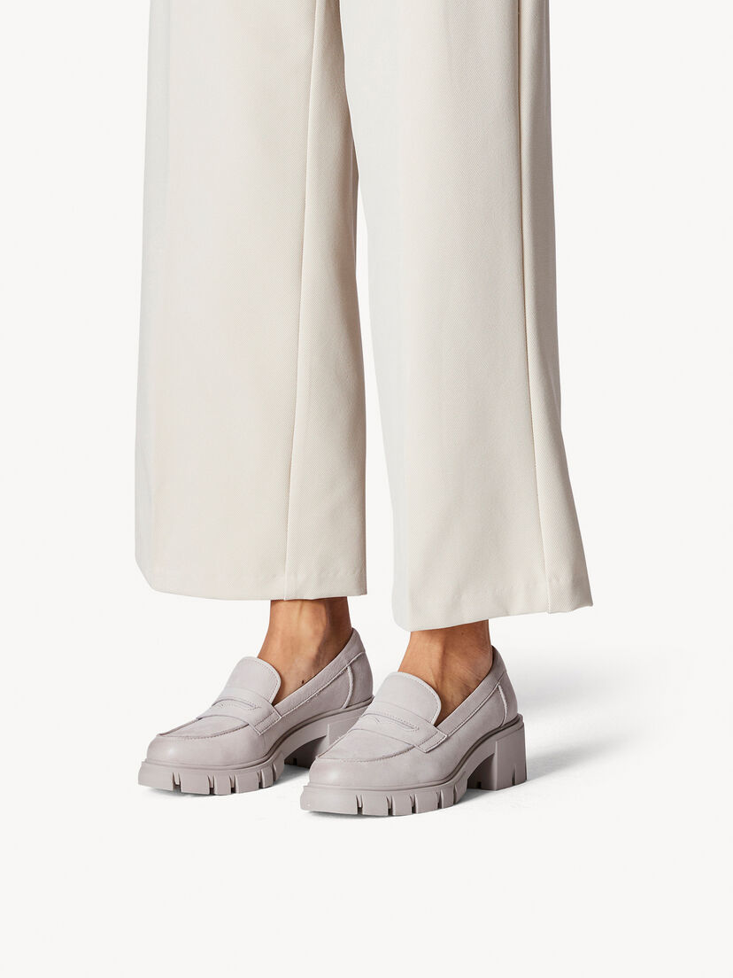 Leren Instappers - grijs, GREY, hi-res