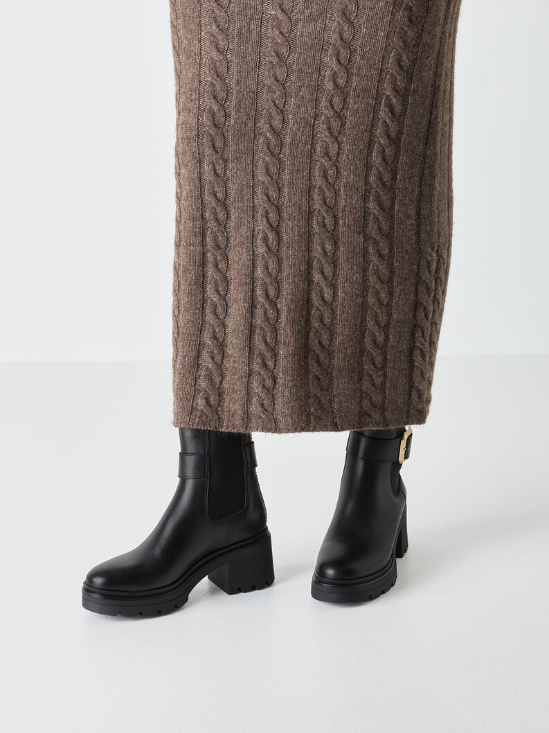 Leather Bootie - black, BLACK, hi-res