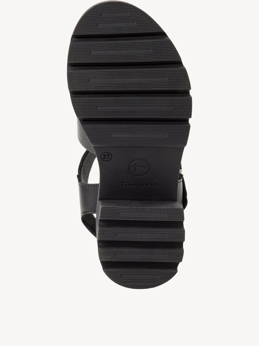 Leren Sandaaltje - zwart, BLACK LEATHER, hi-res