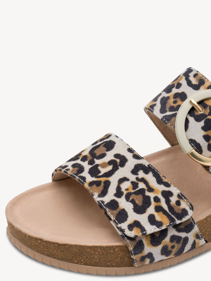 Leren Slipper - beige, BEIGE LEO, hi-res