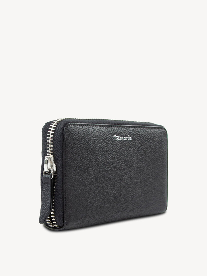 Leren Portemonnee - zwart, black, hi-res