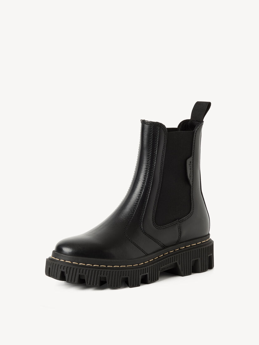 Leren Chelseaboot - zwart, BLACK, hi-res