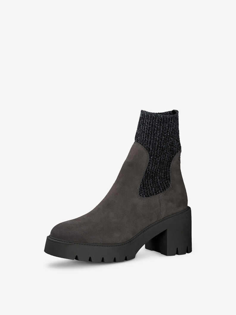 Leder Chelsea Boot - grau, GREY, hi-res