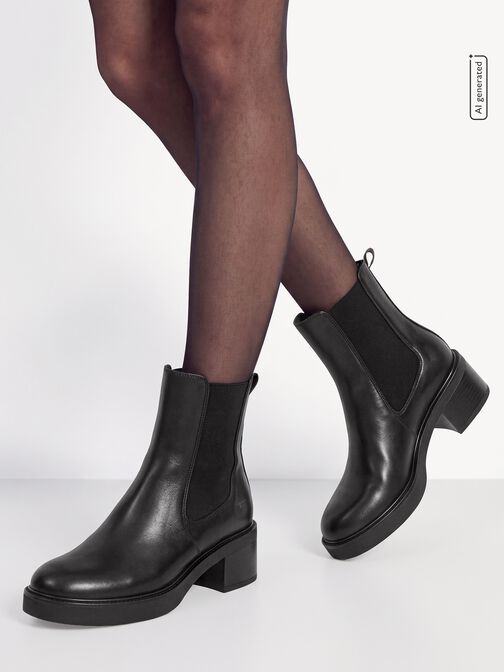 Chelsea boot, BLACK LEATHER, hi-res