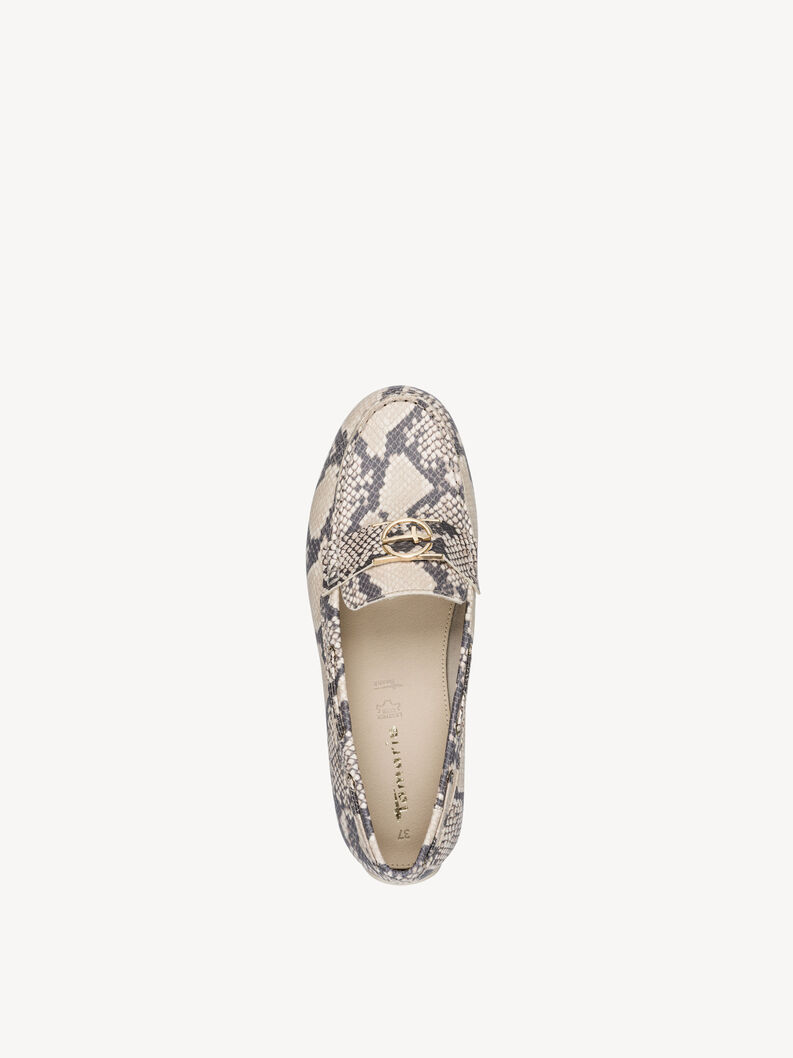 Leather Moccasin - beige, BEIGE SNAKE, hi-res