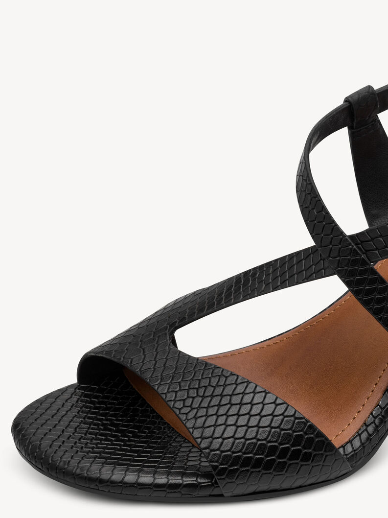 Sandale &agrave; talon en cuir - noir, BLACK STRUCT., hi-res