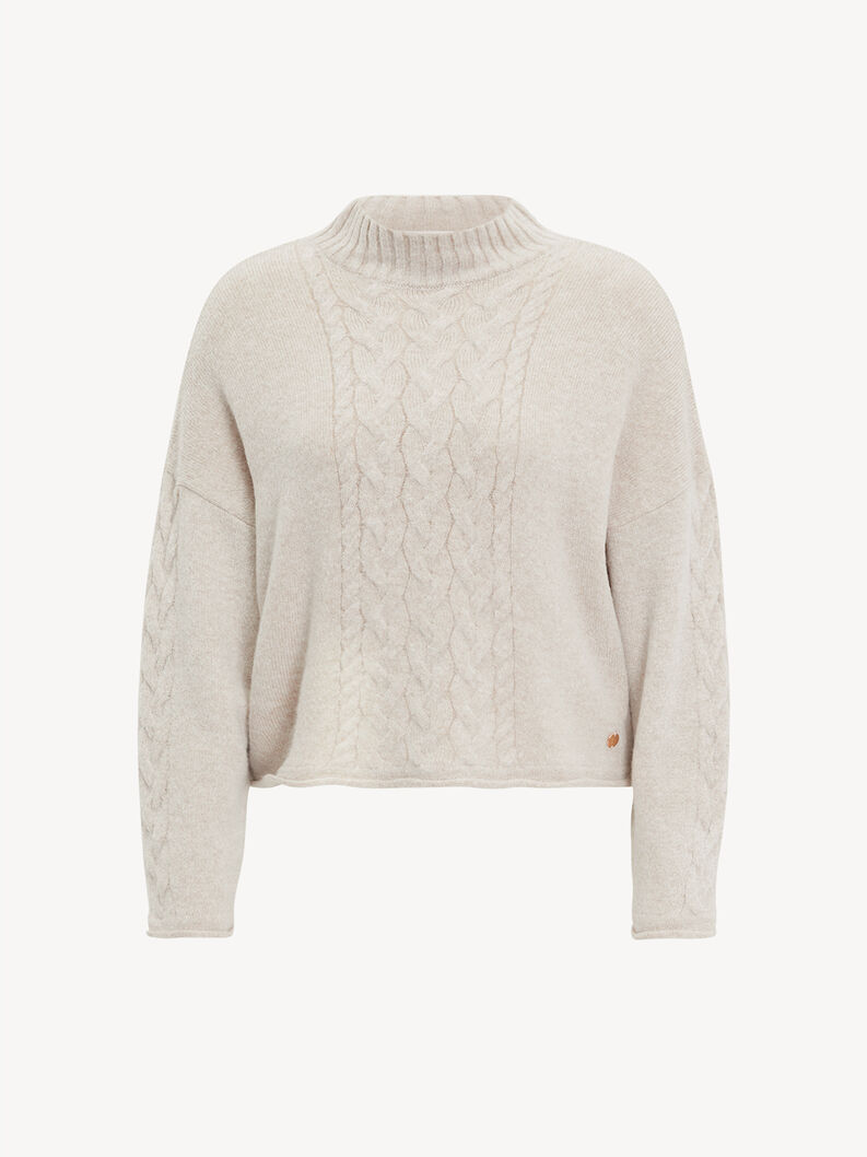 Oversized Knitted pullover - beige, Tapioca, hi-res