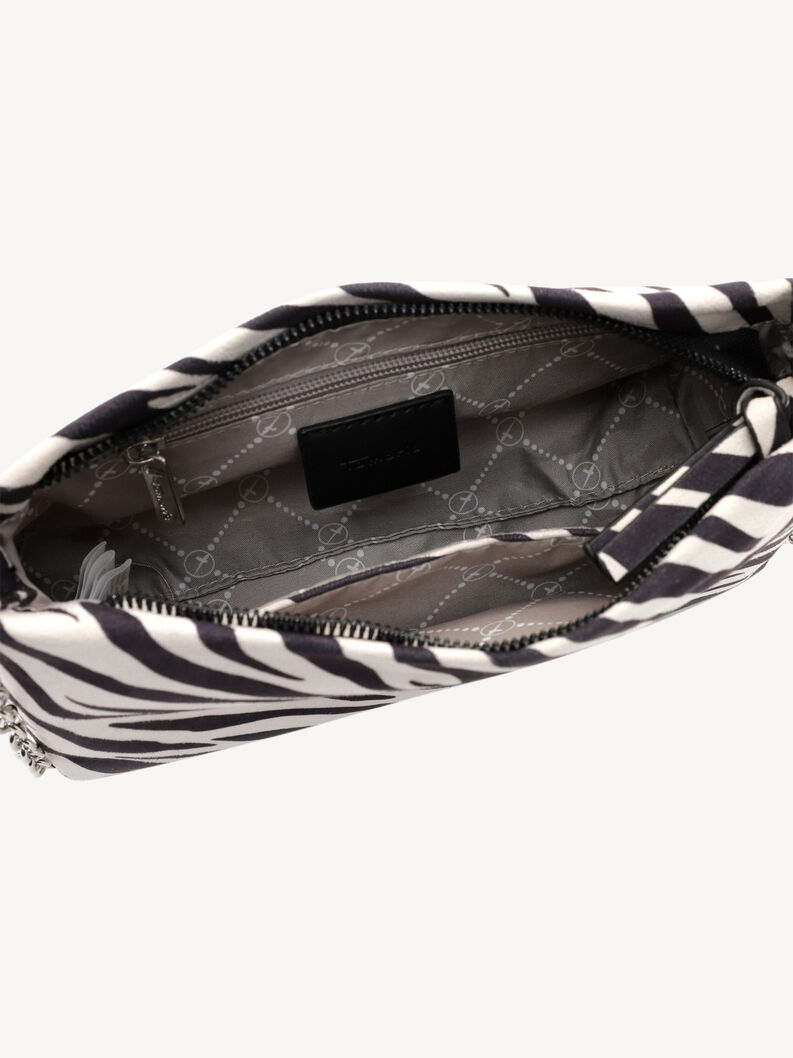 Vue d&eacute;taill&eacute;e int&eacute;rieure du sac &eacute;paule z&egrave;bre &agrave; fermeture &eacute;clair