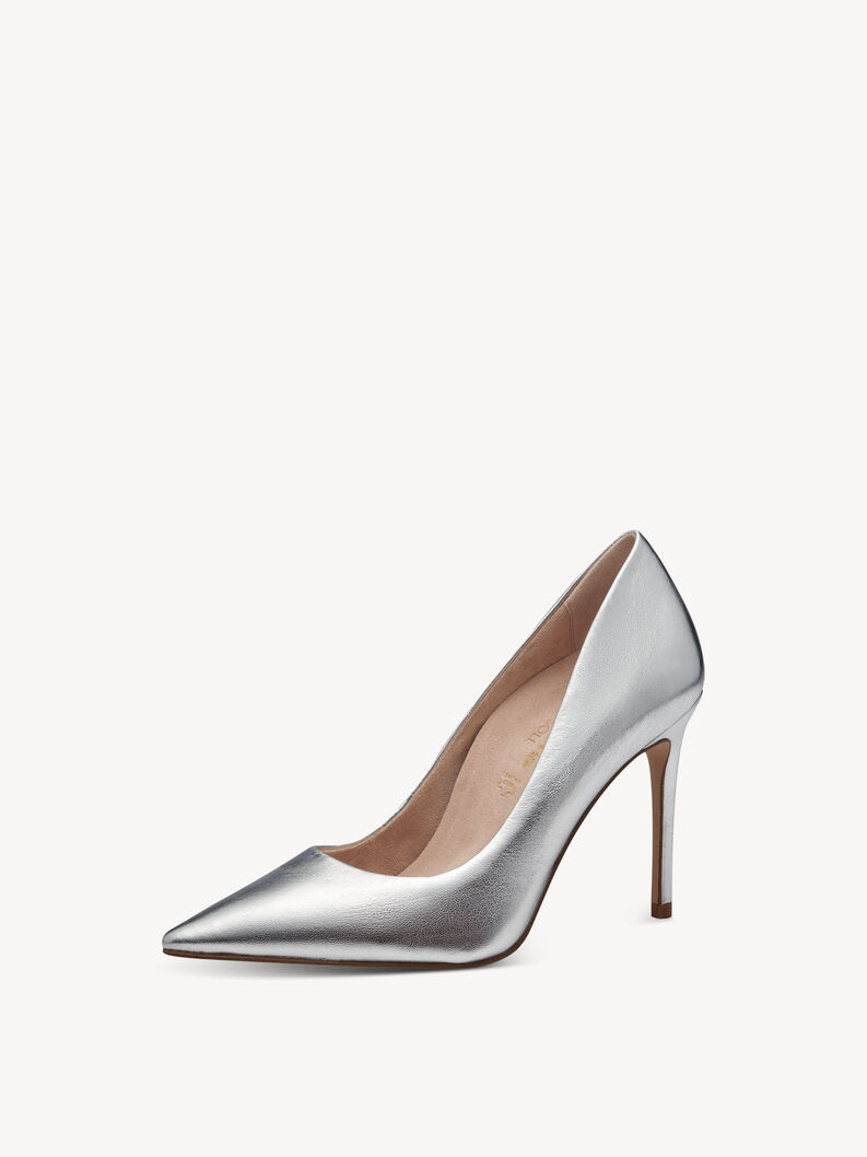 Leather Pumps - silver, SILVER, hi-res