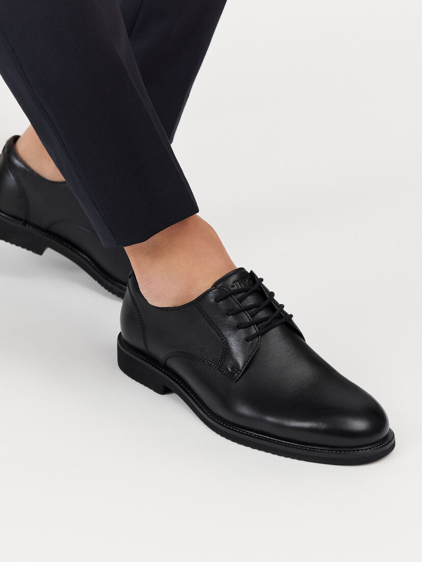 Leren Lage schoen - zwart, BLACK LEATHER, hi-res