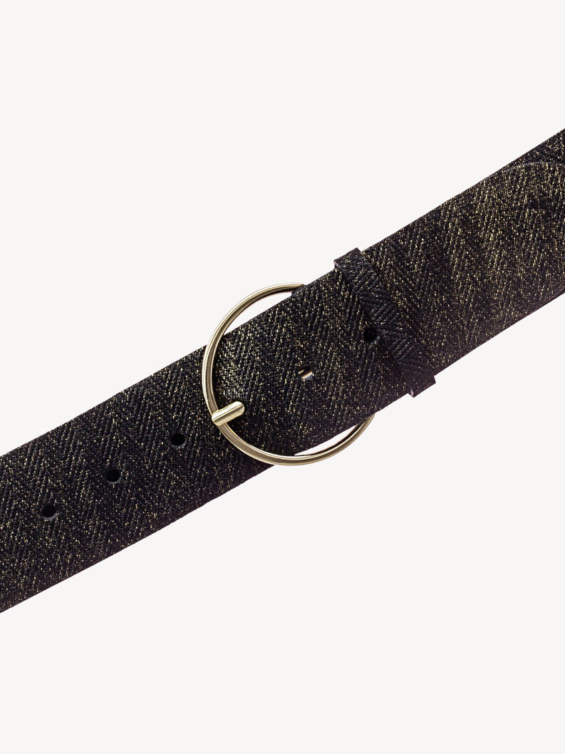 Ledergürtel, Schwarz-Goldmetallic, hi-res