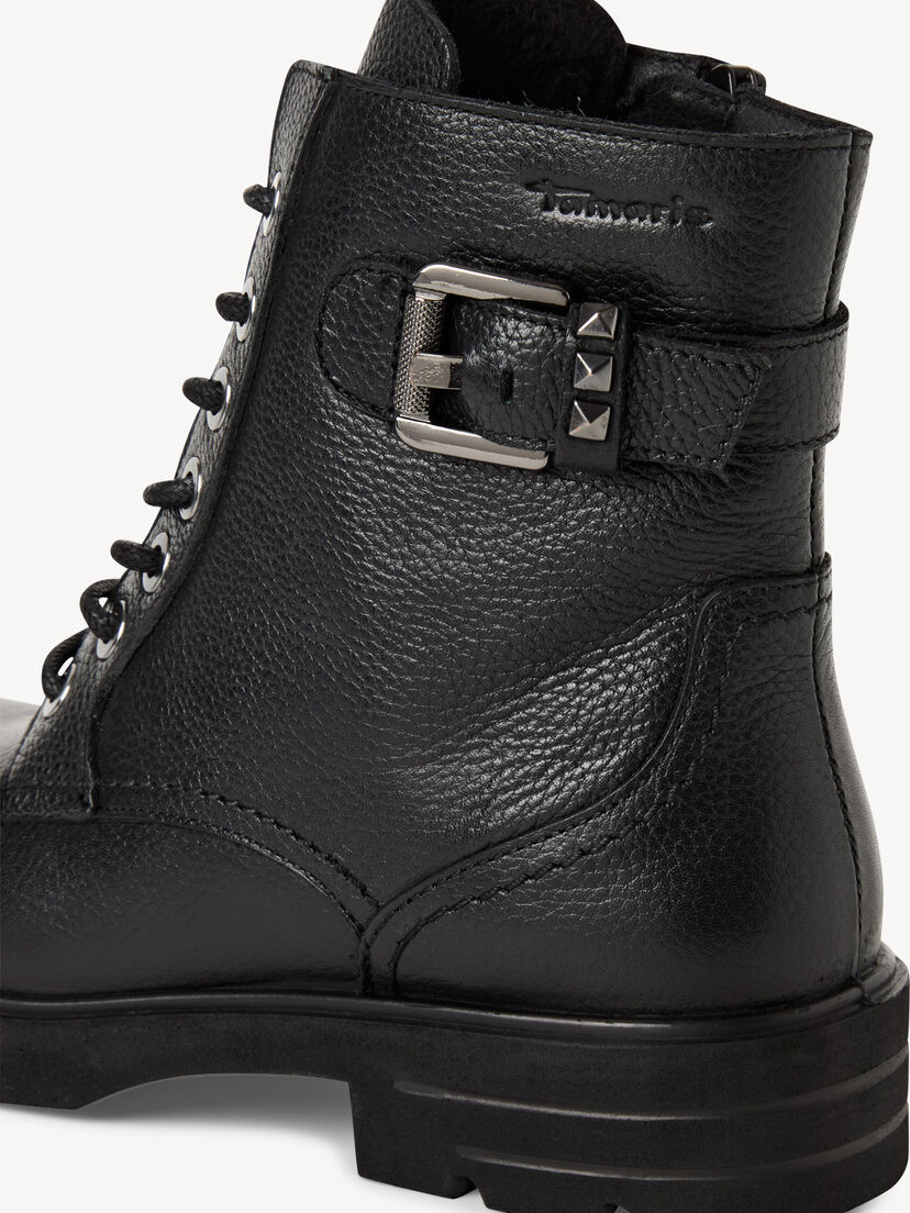 Leren Enkellaarsje - zwart, BLACK, hi-res