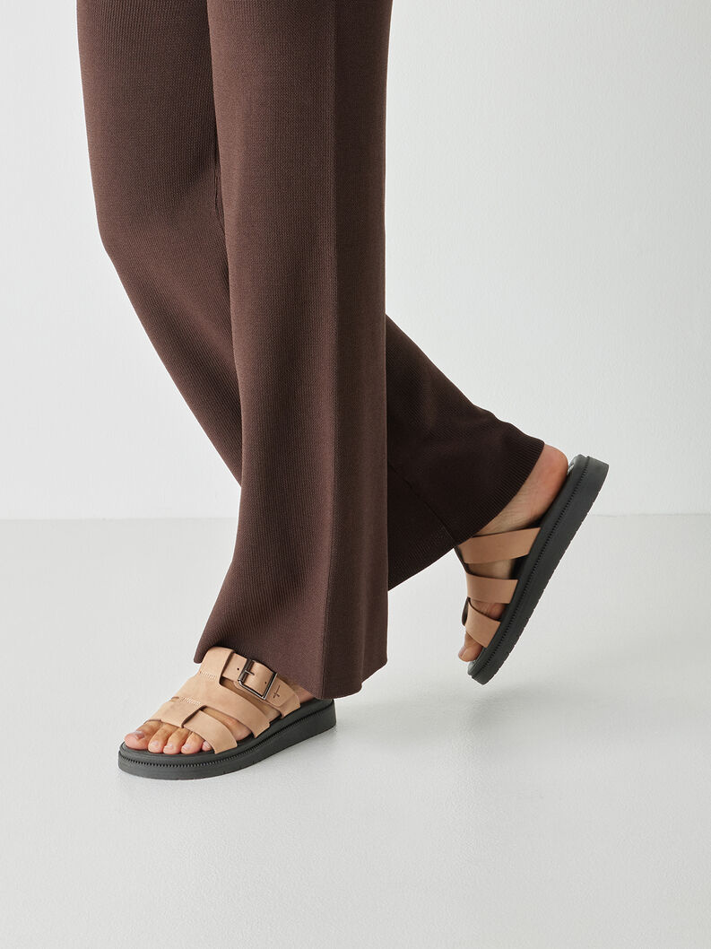 Lederpantolette - beige, TAUPE NUBUC, hi-res