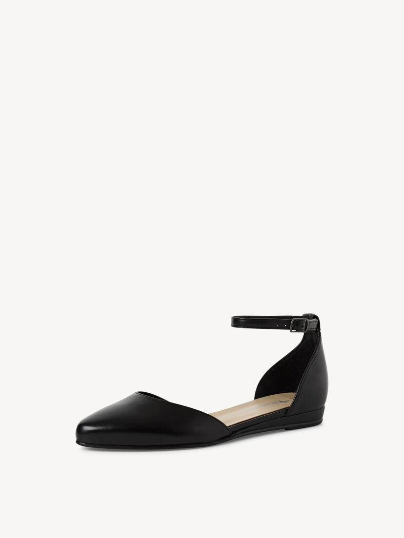 Leren Ballerina - zwart, BLACK LEATHER, hi-res