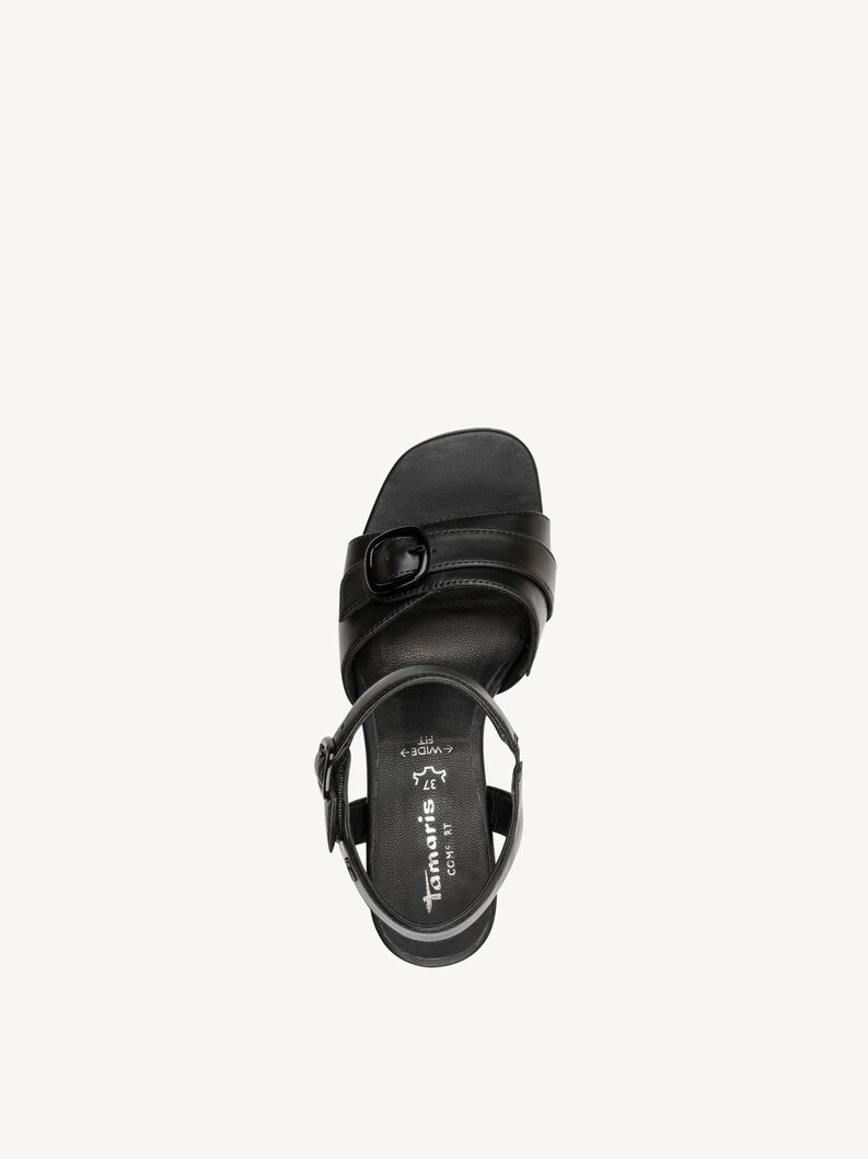 Leather Heeled sandal - black, BLACK NAPPA, hi-res