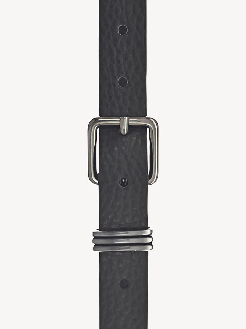 Leather Belt - black, black, metallic, hi-res