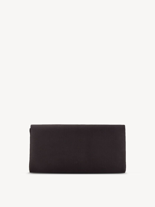 Clutch, black satin, hi-res