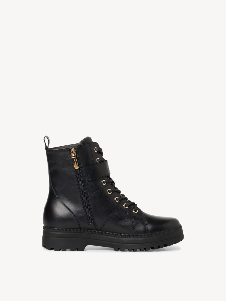 Schwarzer Leder-Stiefel mit Rei&szlig;verschluss und elegantem Schnitt