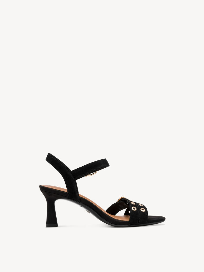 Leather Heeled sandal - black, BLACK, hi-res
