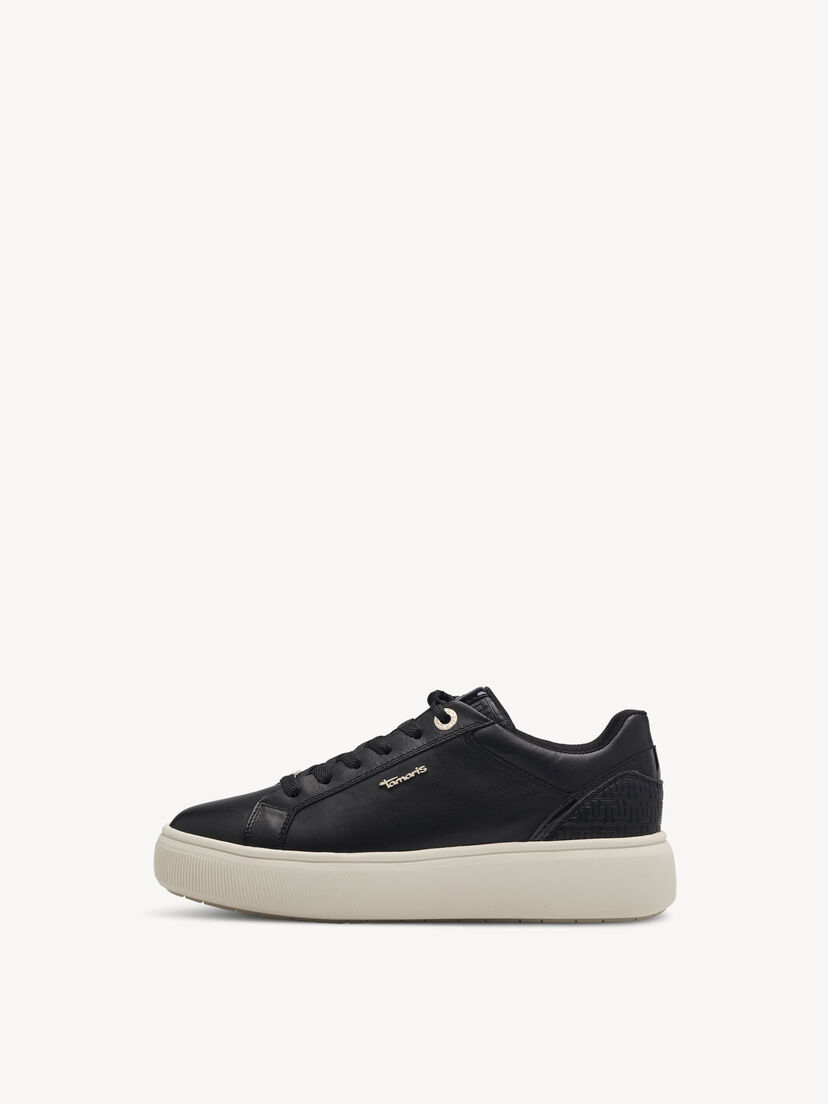 Leren Sneaker - zwart, BLACK, hi-res