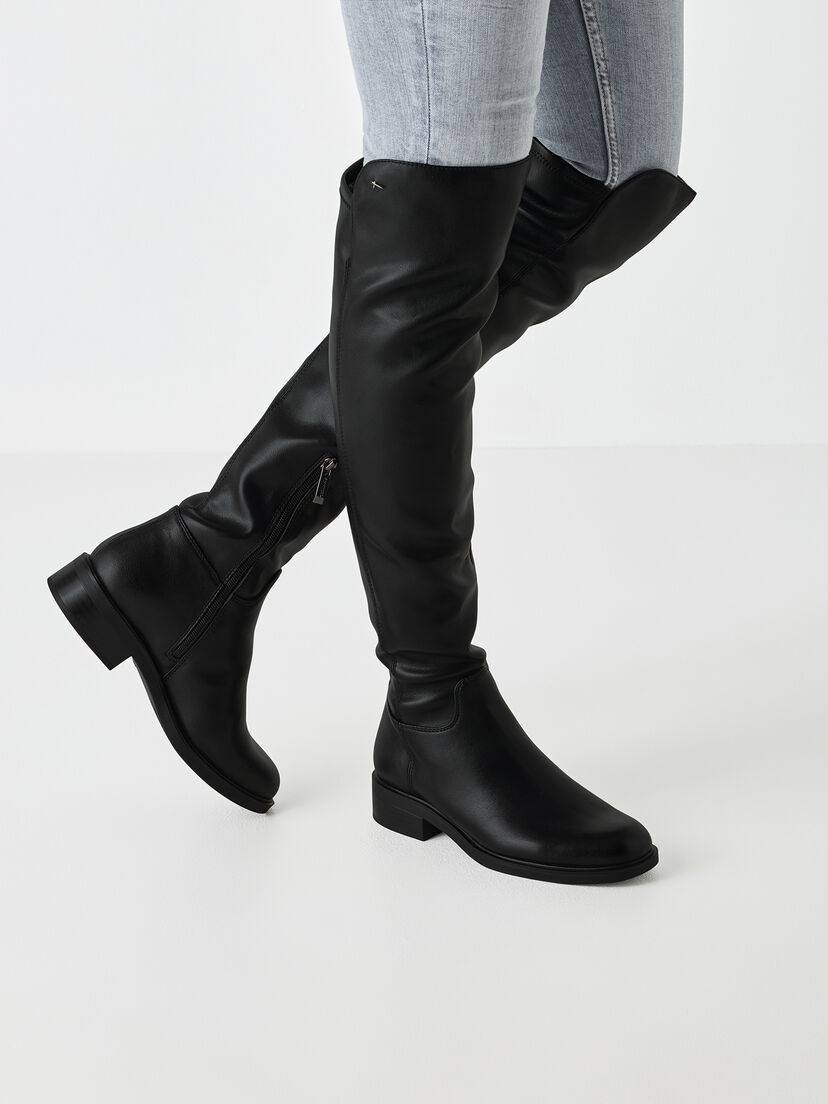 Overknee - zwart, BLACK, hi-res