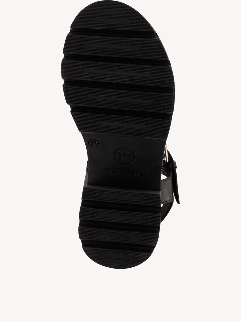 Sandale &agrave; talon en cuir - noir, BLACK LEATHER, hi-res