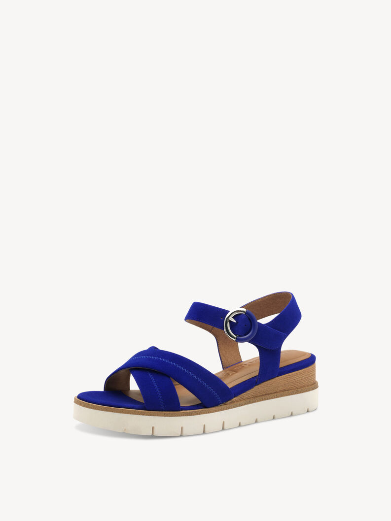 Leather Heeled sandal - blue, ROYAL BLUE, hi-res
