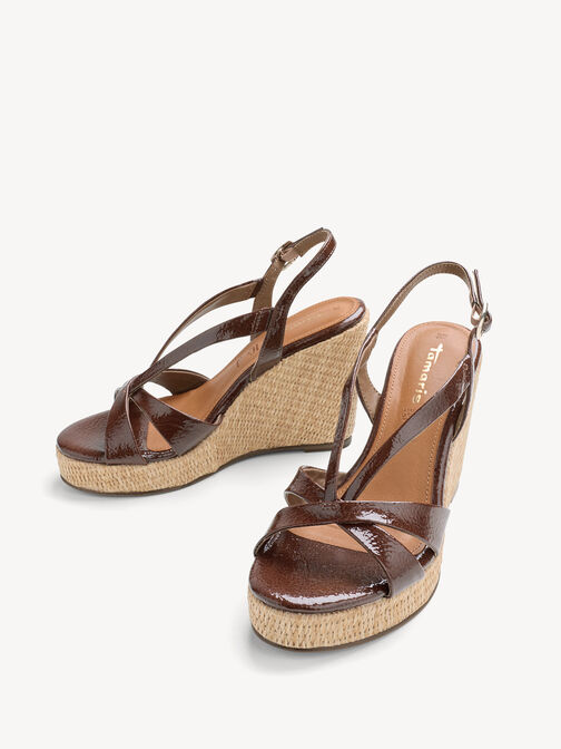 Heeled sandal, COGNAC PATENT, hi-res
