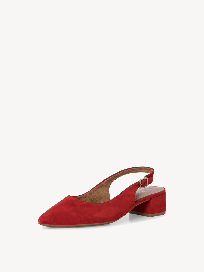 Leather sling pumps - red, RED, hi-res