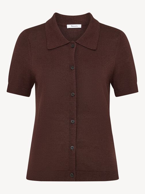 knitted polo shirt, Coffee Bean, hi-res