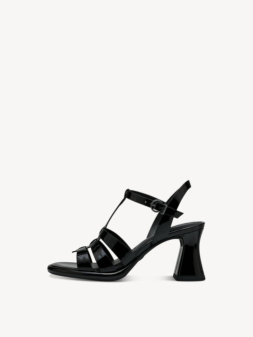 Heeled sandal, BLACK PATENT, hi-res