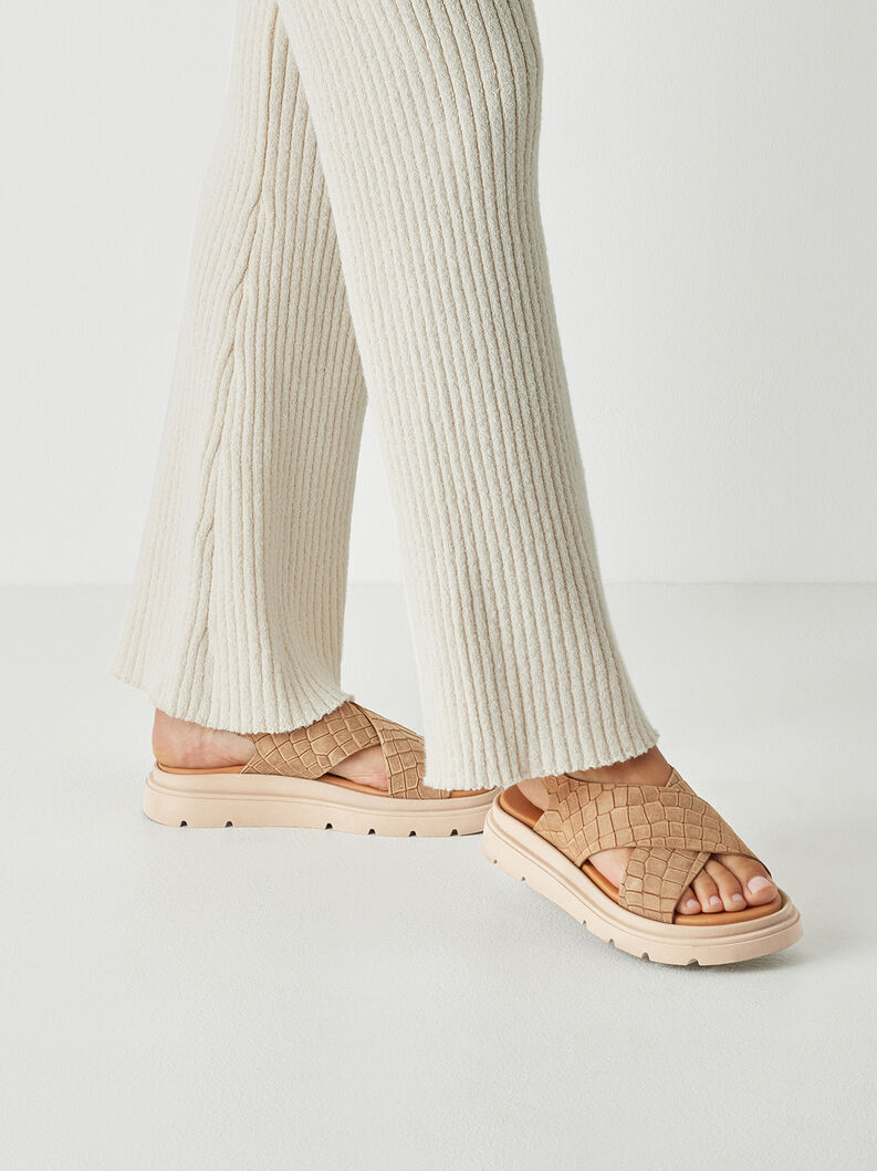 Ledersandalette - braun, BROWN STRUCT., hi-res