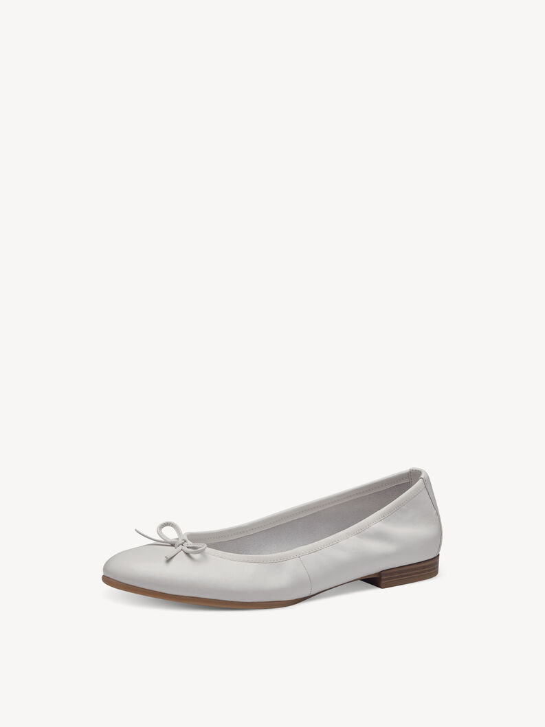 Ballerine en cuir - blanc, WHITE, hi-res