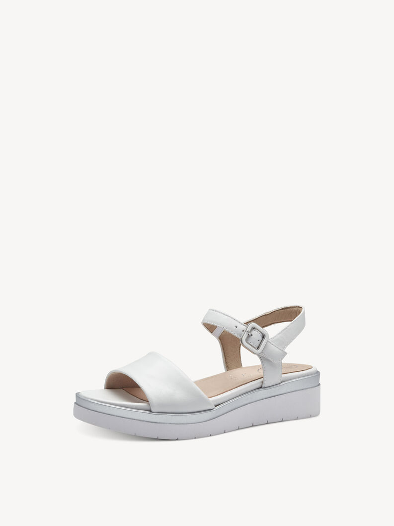 Kožené sandálky - bílá, WHITE/SILVER, hi-res