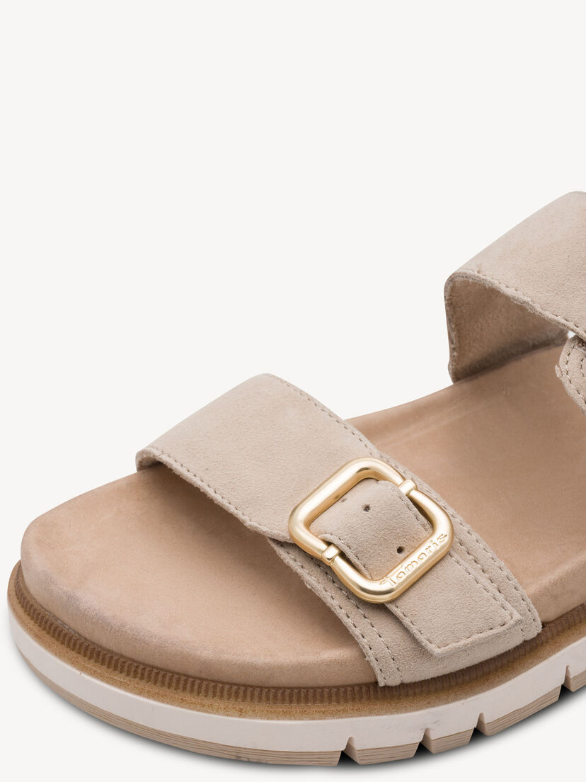 Leren Sandaal - bruin, BEIGE SUEDE, hi-res