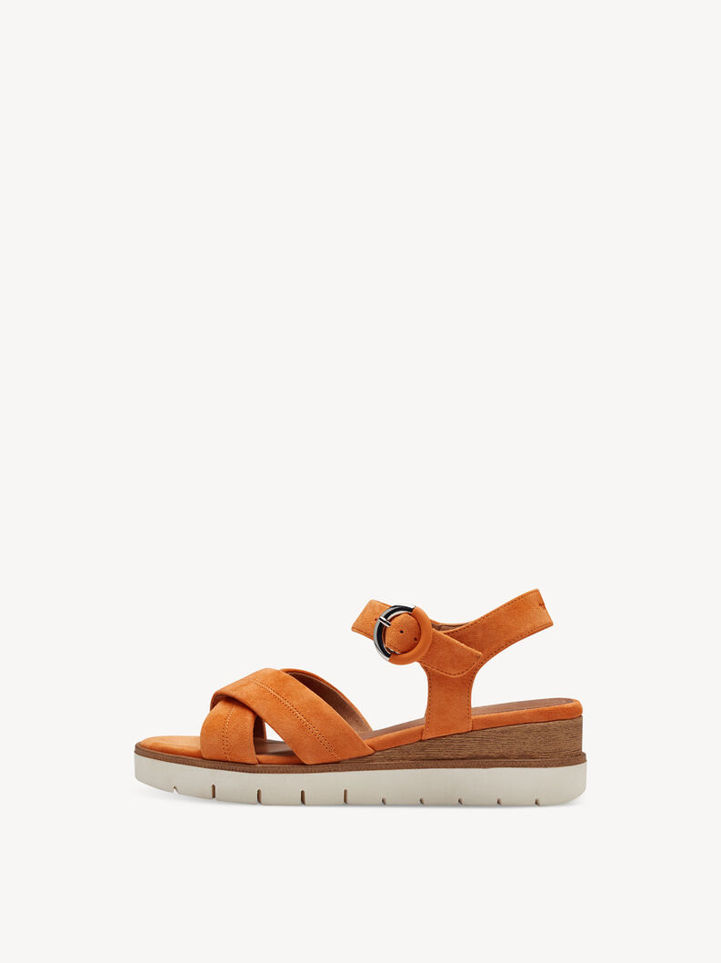 Leather Heeled sandal - orange, orange, hi-res