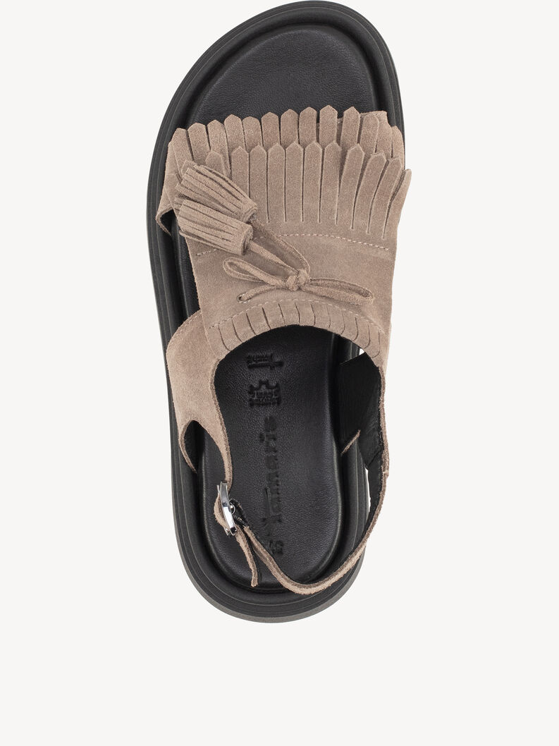 Ledersandalette - beige, TAUPE, hi-res