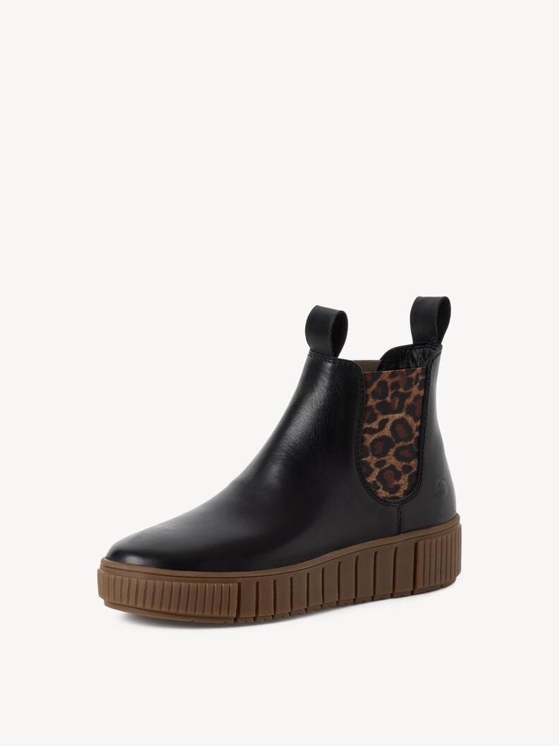 Leder Chelsea Boot - schwarz, BLACK/LEOPARD, hi-res