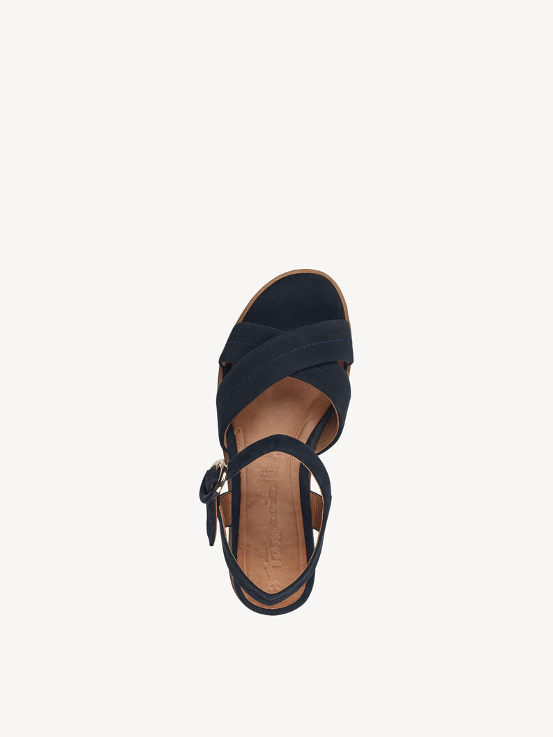 Ledersandalette - blau, NAVY, hi-res