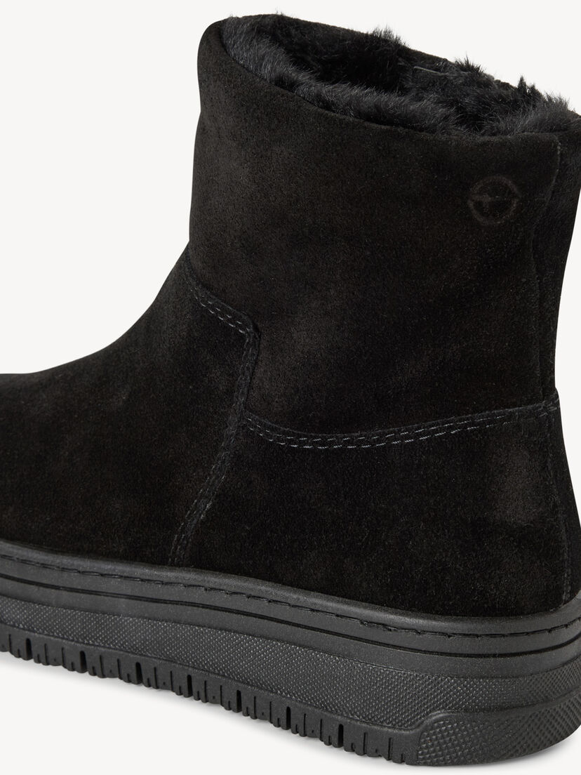 Leren Enkellaarsje - zwart warme voering, BLACK, hi-res