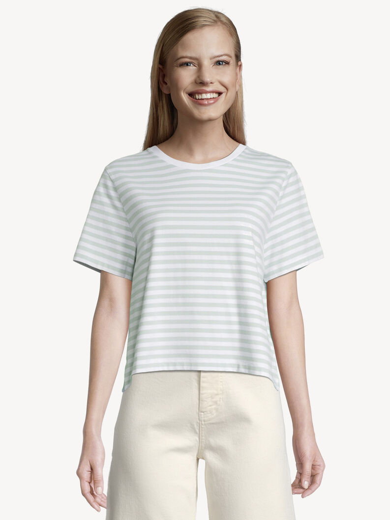 Oversize T-shirt - grøn, Bright White/Gossamer Green Striped, hi-res