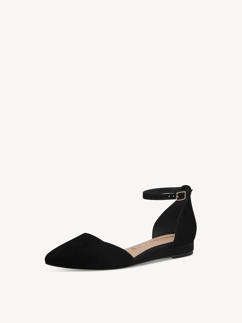 Ballerine en cuir - noir, BLACK, hi-res