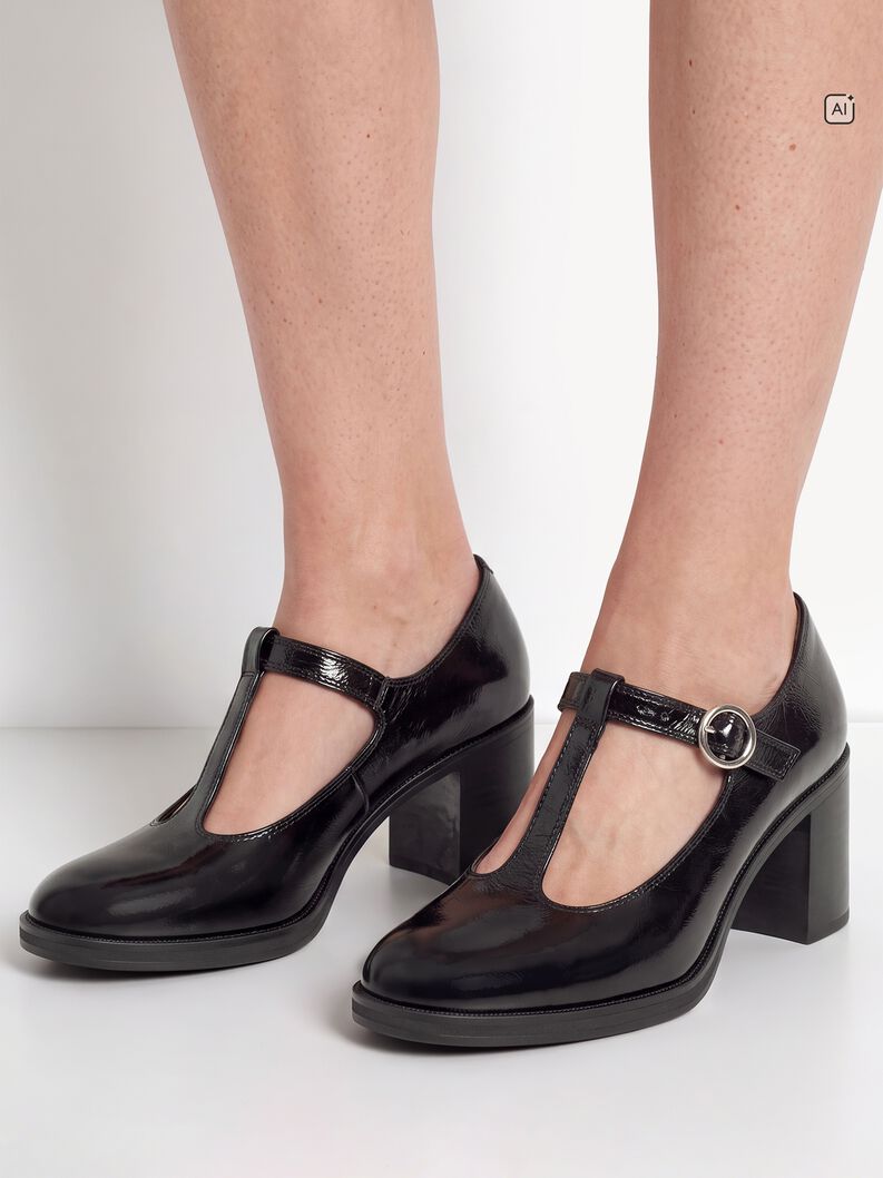 Escarpin en cuir - noir, BLACK, hi-res