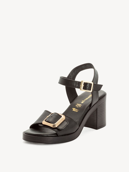 Sandale &agrave; talon, BLACK LEATHER, hi-res