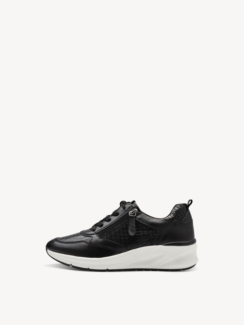 Leren Sneaker - zwart, BLACK STRUCT., hi-res