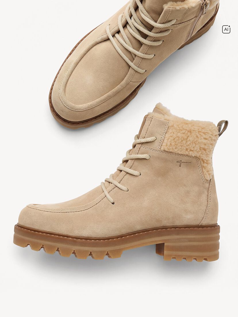 Enkellaarsje - beige warme voering, beige, hi-res