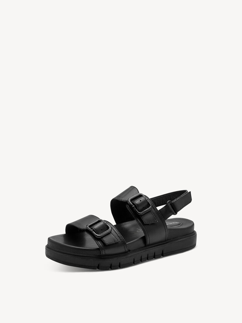 Leren Sandaal - zwart, BLACK NAPPA, hi-res